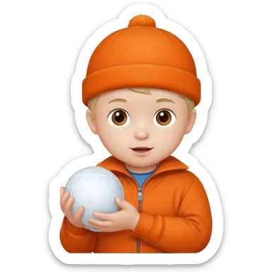 baby boy in orange with snowball











 sticker