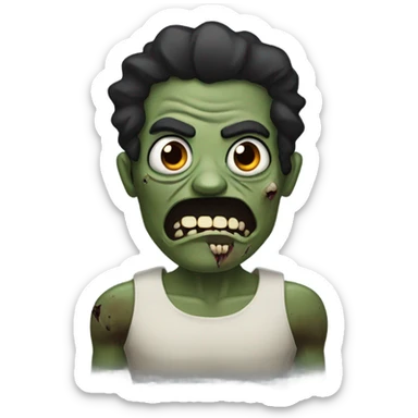 zumbi, dark hair, black eyes, big mouth,  sticker