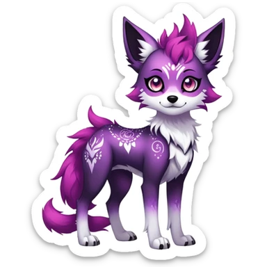 Vibrant edgy gothic Falvie-Fionbri-creature-sparkle-canine-fursona, full body, with random markings sticker