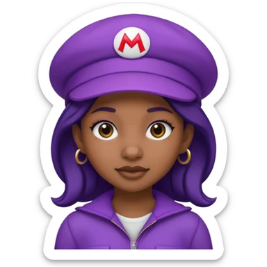 purple mario black girl sticker
