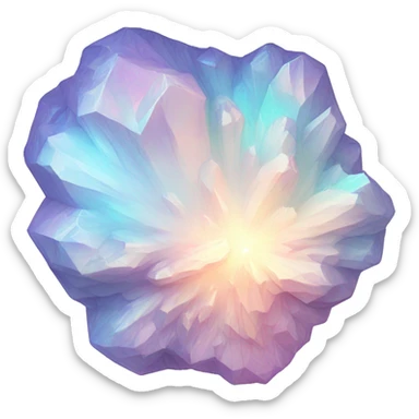 Pastel white iridescent nebula crystal cluster sticker