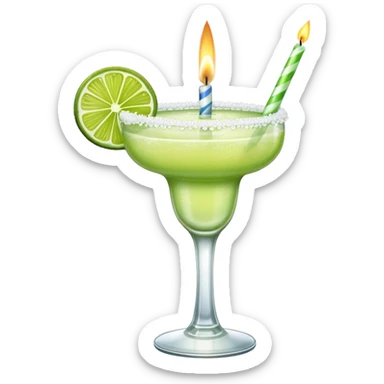 Lime Margarita with a birthday candle sticker