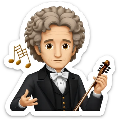 Hector Berlioz with wild hair conducting an orchestra sticker