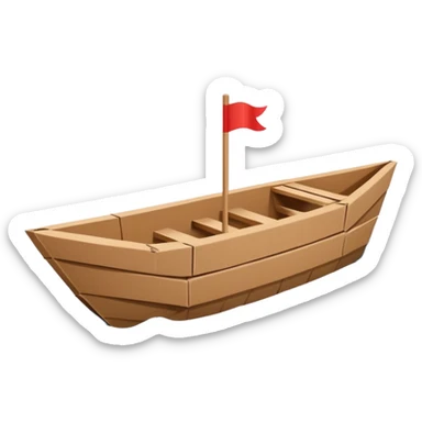 Cardboard boat with straight sides, very basic design  sticker