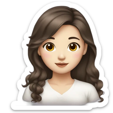 Korean girl brunette hair sticker