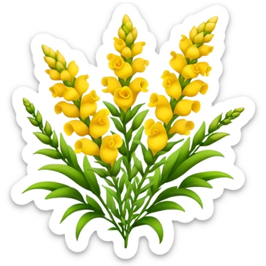 big bouquet Yellow Snapdragon, luxuriant, leaf, bud sticker