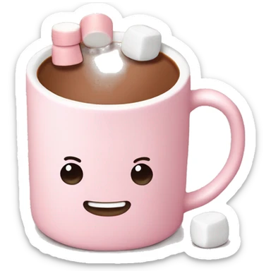 Light Pink mug of hot chocolate with marshmallows  sticker