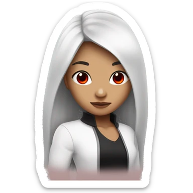 cute girl with long split white an black hair and red eyes sticker