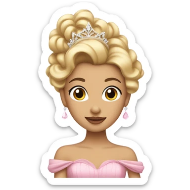 Princess with pink ballgown and light skin and big blonde hair updo pretty detailed realistic  sticker