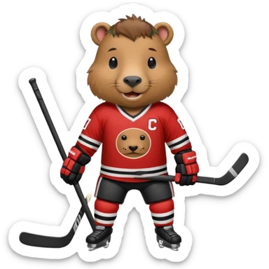 capybara ice hockey player sticker