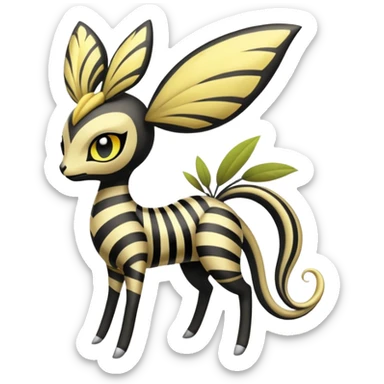 zig-zag-patterned tribal tropical hot spotted striped Meloetta-Giratina-Noibat-Pokémon-Fakémon-fusion-hybrid-creature sticker
