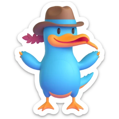 Perry the Platypus with fedora hat sticker