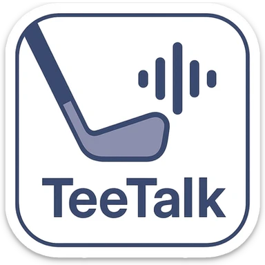 golf caddie AI app icon for TeeTalk, combining a golf club and a voice wave, sleek and professional sticker