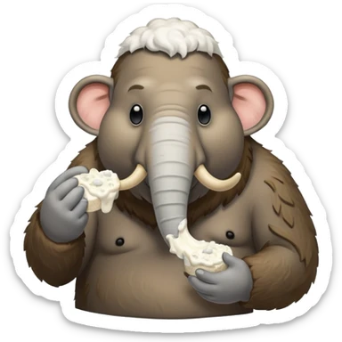 Fat mammoth eating cottage cheese sticker