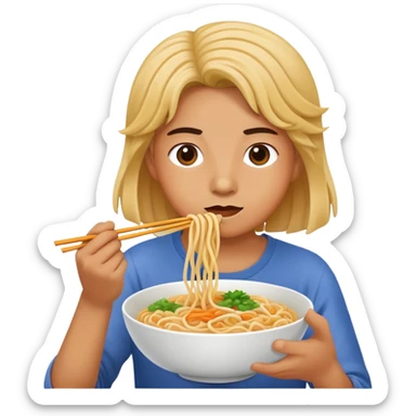 Person eating noodles sticker