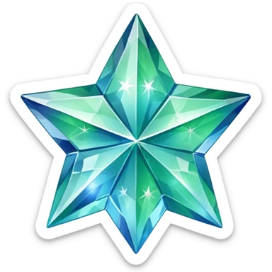 crystal star with green-blue hues sticker
