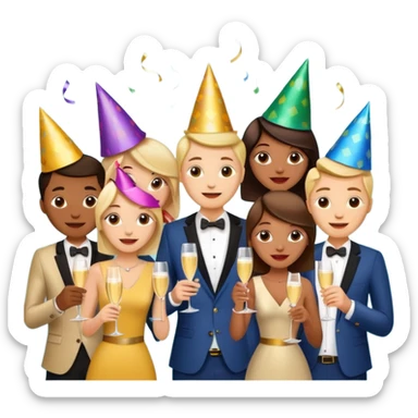 A large dense crowd of adults and seniors at an afterwork party sticker