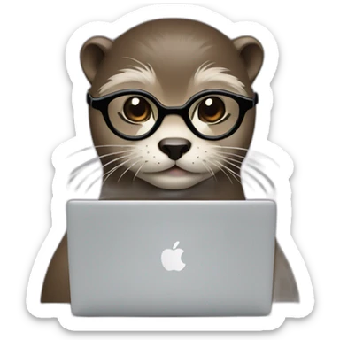 female vet otter with glasses use a macbook sticker