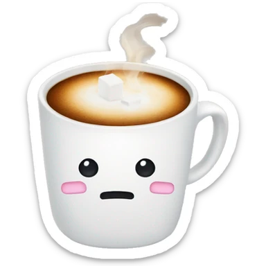 Hot coffee with marshmallows on it sticker