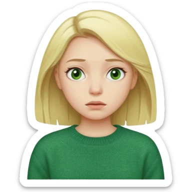 blonde girl has sore throat in green sweater sticker