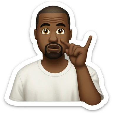 Kanye west with one finger on his mouth sticker