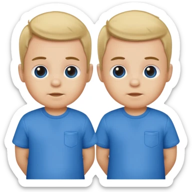 Twin baby boys with blue shirts on sticker