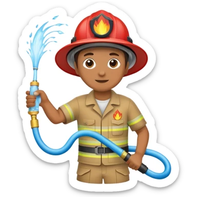 A hand holding a water hose and extinguishing the fire, no man sticker