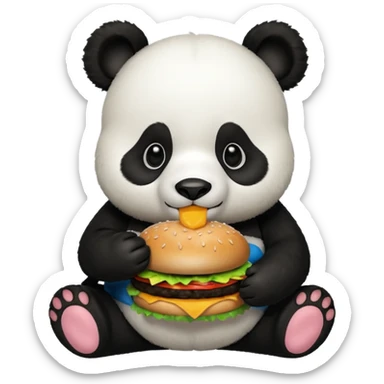panda eating a hamburger sticker