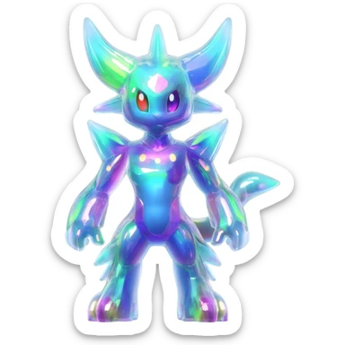 Epic Legendary Bioluminescent Translucent Luminescent Diaphanous Shiny Colorful Meloetta-Latias-Veemon-Peppercat-Wargreymon-Protogen-Fakémon-fusion-hybrid-creature sticker