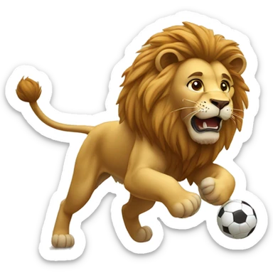 Lion qui joue au foot sticker