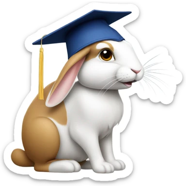 fast rabbit profile graduation hat sticker
