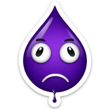 one sad emoji with a single drop coming from its eye and the teardrop is purple sticker