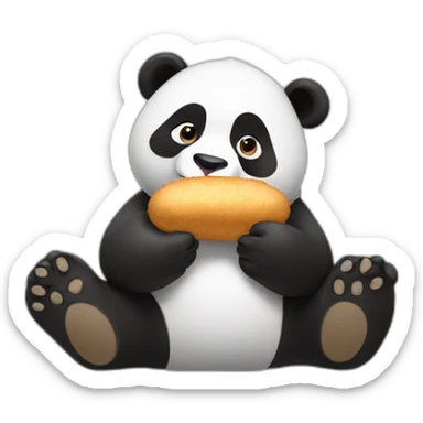 Panda bear eating croquettes sticker