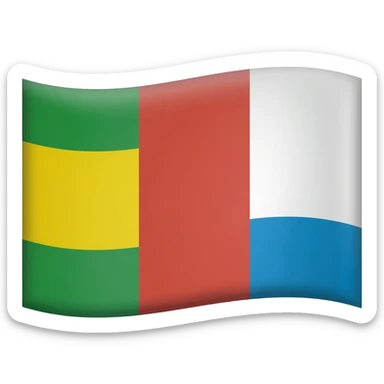 iPhone style emoji flag with five horizontal stripes: green, red, yellow, blue, white. Simple flat colors, clean Apple iOS emoji design. sticker