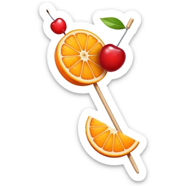 orange slice and cherry on a skewer sticker