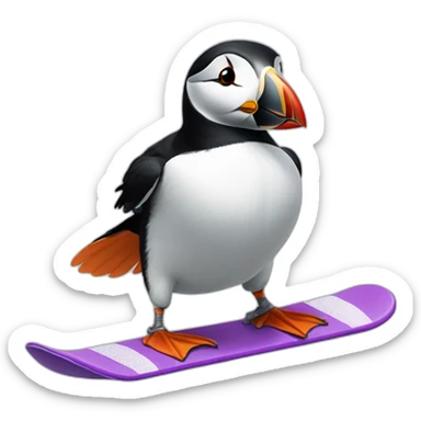 Puffin snowboarding  sticker