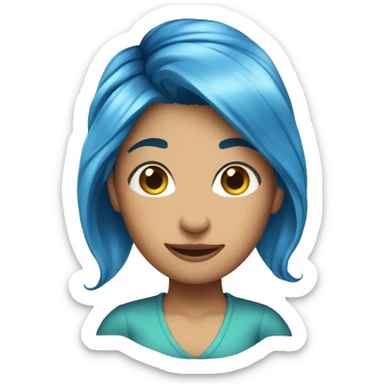 create an emoji of a pixie with blue hair in a ponytail sticker