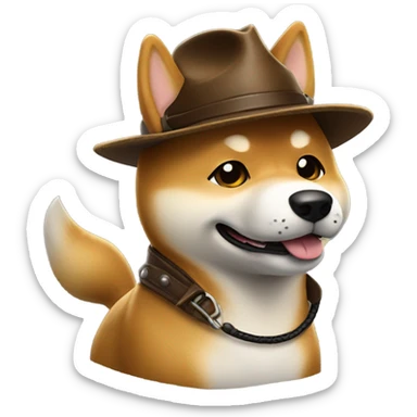Shiba Inu dressed as Indiana Jones sticker