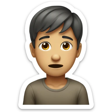 a headache hands on the  top of the head a pain expresion a boy sticker