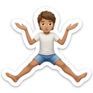 barefooted boy with messy hair spreading his legs  sticker