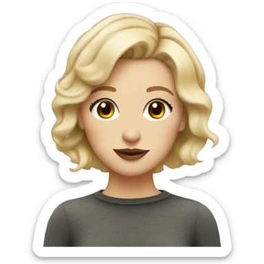 Blonde girl with short hair and dusty pink lips happy hazel eyes sticker