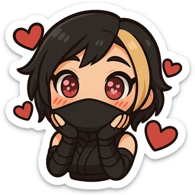 Crop and resize the image so the character’s face and main features fill most of the canvas, with minimal empty space around the edges. Maintain the chibi/anime style, colors, and transparent background. Sized for Twitch emote use (112x112 px). sticker