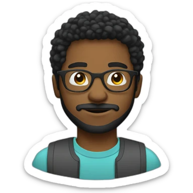 Black Young man and glasses and little beard mustache working in digital space sticker