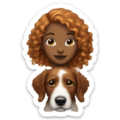 girl with read hair and a freckle birthmark on her right side with 2 golden doodles and one is brown and the other is black sticker