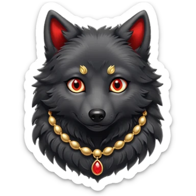 cute black wolf, red eyes with jewellery sticker