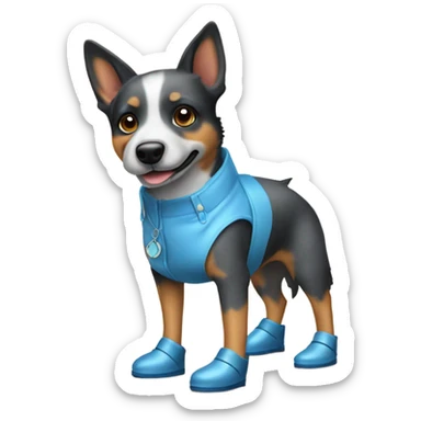 blue heeler wearing blue heels sticker