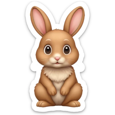 a sitting cute light brown bunny with big cute eyes  sticker