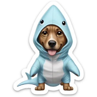 A dog in a shark onesie  sticker