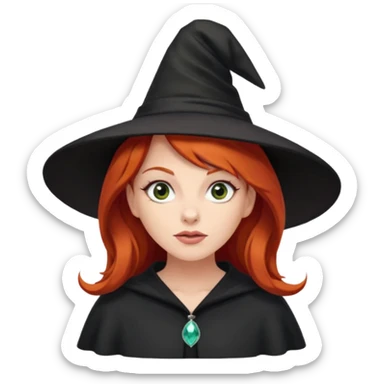 Red haired witch, sassy, rolling eyes upwards rude sticker
