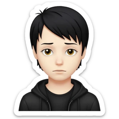 Emo pale but a bit tanned boy with black hair sticker